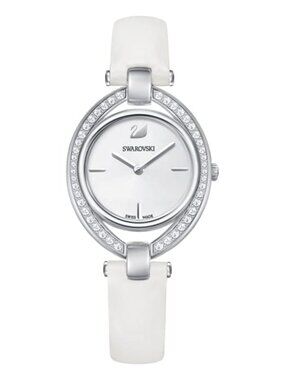 Swarovski Stella White Leather Strap Watch